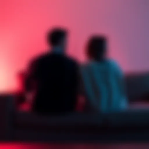 A couple sitting on a couch, appearing distant and emotionally disconnected, reflecting on their relationship.