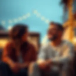 A happy couple sitting together, sharing a laugh, symbolizing love and connection.