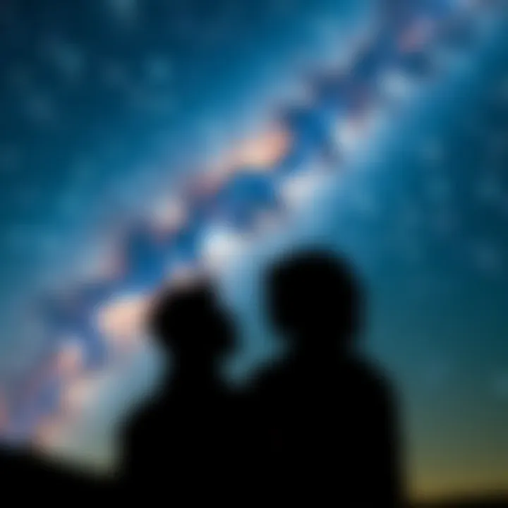 A couple gazing at a starry night sky, representing love and cosmic influences