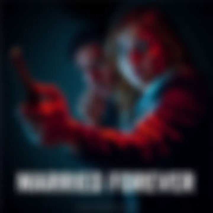 Couple in a tense moment A man and woman in a dark room, the woman holding a knife with a shocked expression on the man's face, capturing a moment of betrayal and fear.