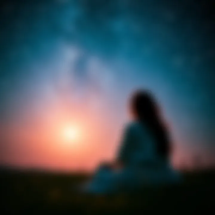 A couple sitting together under a starry sky, representing romance and connection, with a focus on their attraction to each other.