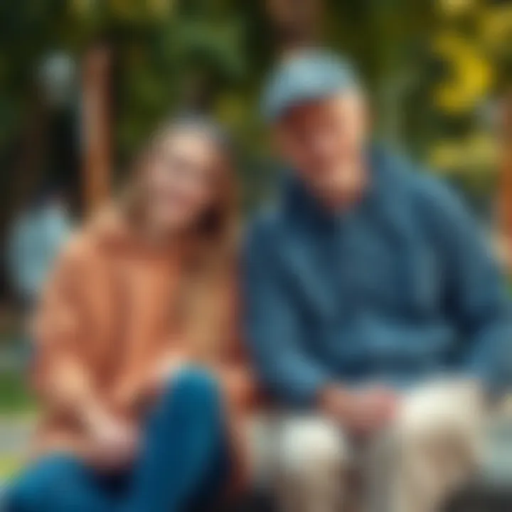 Couple with a 4-year age difference A young couple, one partner slightly older, sitting together and smiling in a park, showcasing their relationship dynamics
