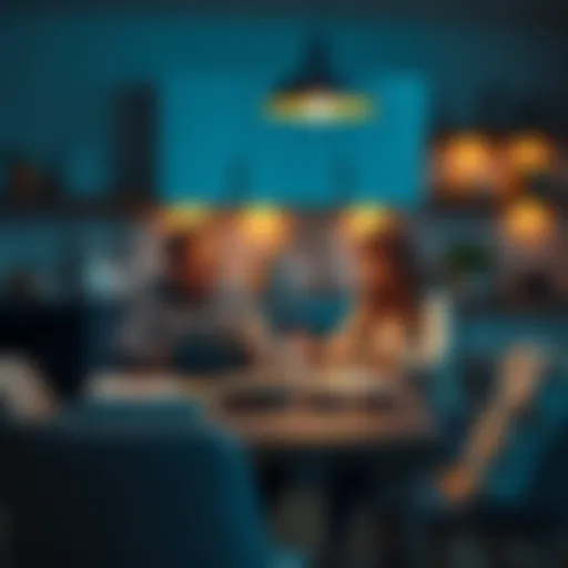 A husband and wife discussing their careers and family responsibilities while sitting at a kitchen table with a laptop and notes spread out.