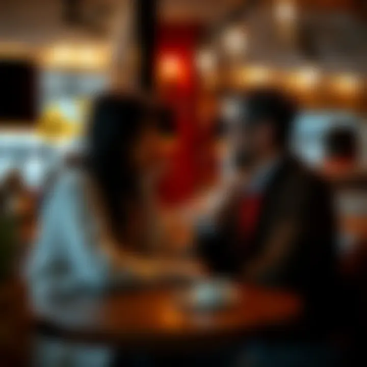 Couple contemplating their future A thoughtful couple discussing their relationship while sitting at a cozy cafรฉ, reflecting on fate and choices.