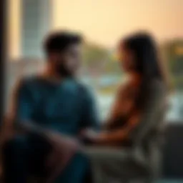 A couple sitting together, sharing their thoughts and emotions, highlighting romantic attraction and communication.