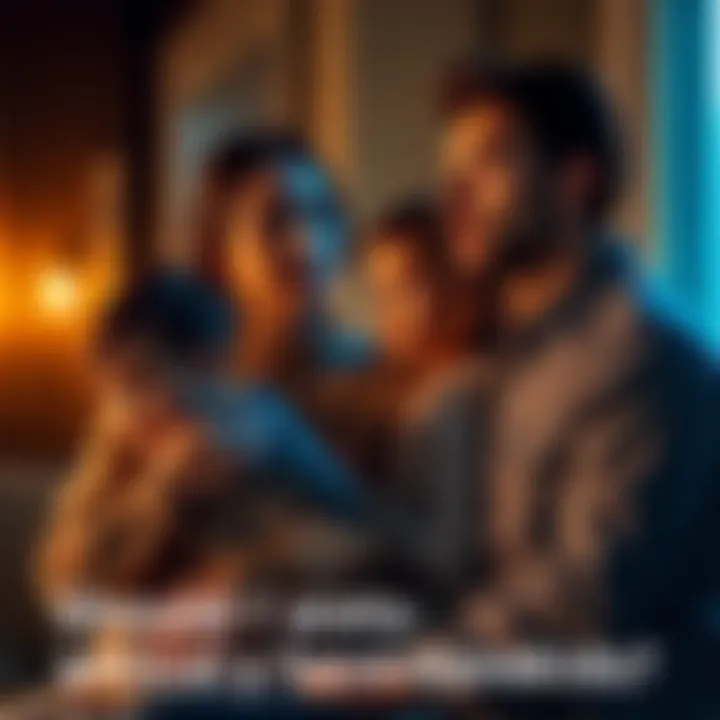 A couple looks thoughtful while holding their children, pondering the decision to have another child together.