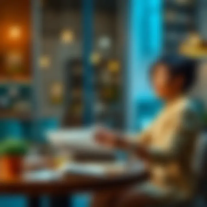 A couple sitting at a table reviewing their budget and discussing their financial future together