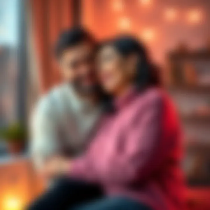 A husband and wife smiling at each other in a cozy setting, representing their love and partnership