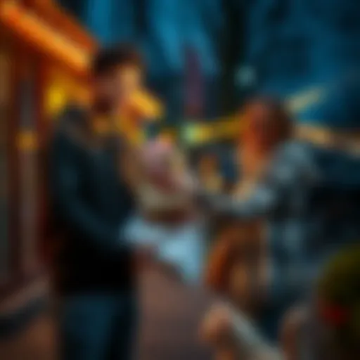 A couple smiles as they hand over baby supplies to a grateful family, with a stray cat sitting nearby, creating a moment of kindness and connection.