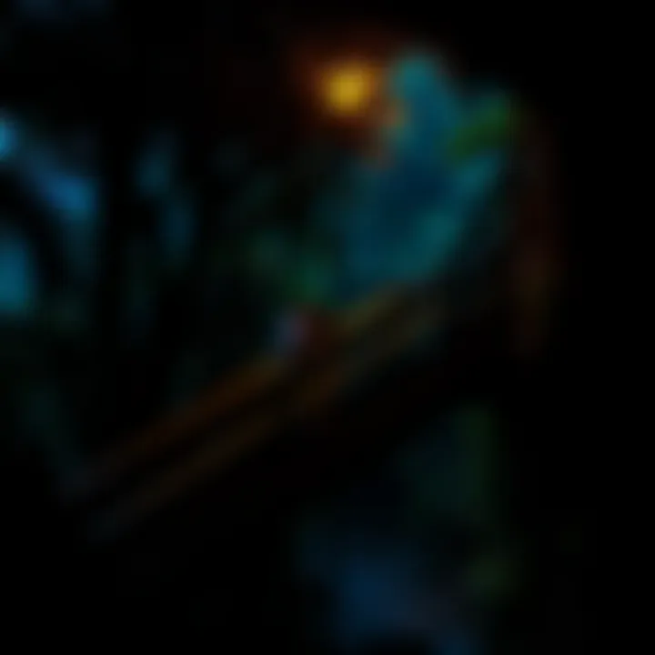 A couple navigating the dark Haiku Stairs in O‘ahu, with shadows and trees surrounding them, creating a tense atmosphere.
