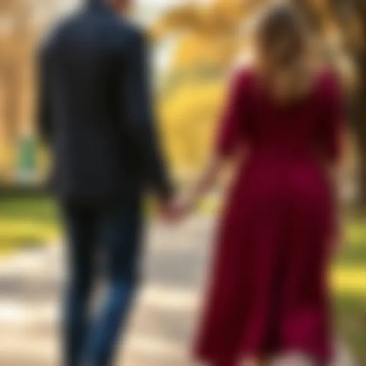 A couple holding hands while walking in a park, symbolizing love and future relationships.