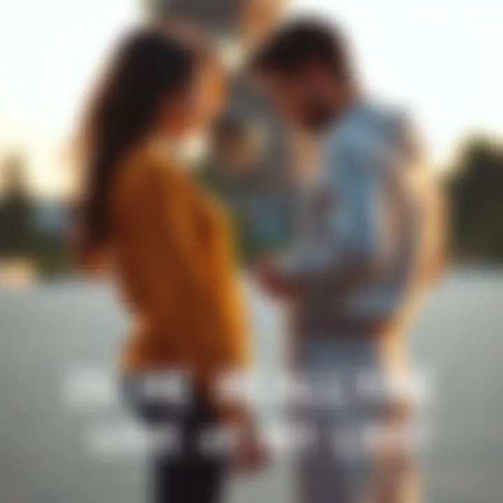 A couple standing together, holding hands, looking into each other's eyes, symbolizing deep emotional connection and love.