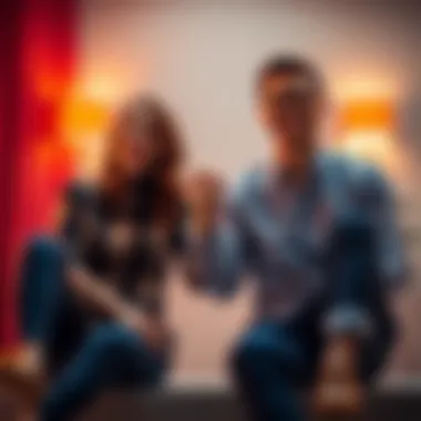 A happy couple sitting together holding hands, symbolizing love and connection.