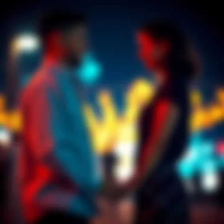 Couple Holding Hands A couple standing close together, holding hands and smiling at each other, representing their connection and relationship dynamics.