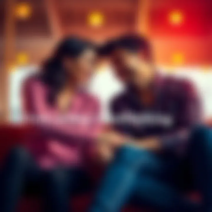 A couple sitting together, holding hands and smiling at each other, symbolizing love and connection while discussing their feelings.