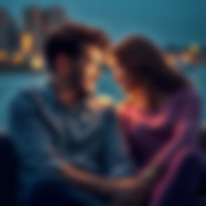 A couple sitting close together, looking into each other's eyes with mixed emotions of love and sadness, symbolizing loyalty and heartbreak in their relationship.