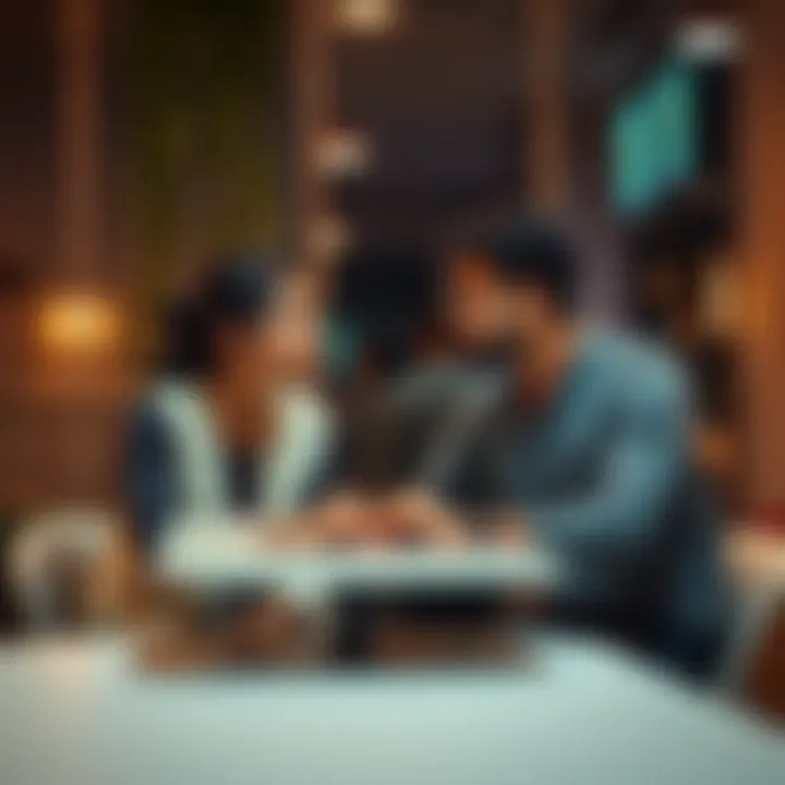 A couple sitting at a table, engaged in a serious conversation about love and arranged marriage, looking thoughtful and contemplative.
