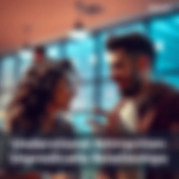 A couple playfully arguing, showing both joy and tension in their expressions, symbolizing the mix of unpredictability and attraction in relationships.