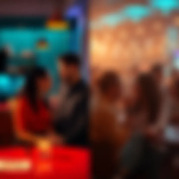 A couple holding hands in a cozy café representing a slow burn romance, and another couple sharing a spontaneous moment at a lively event symbolizing an instant connection.