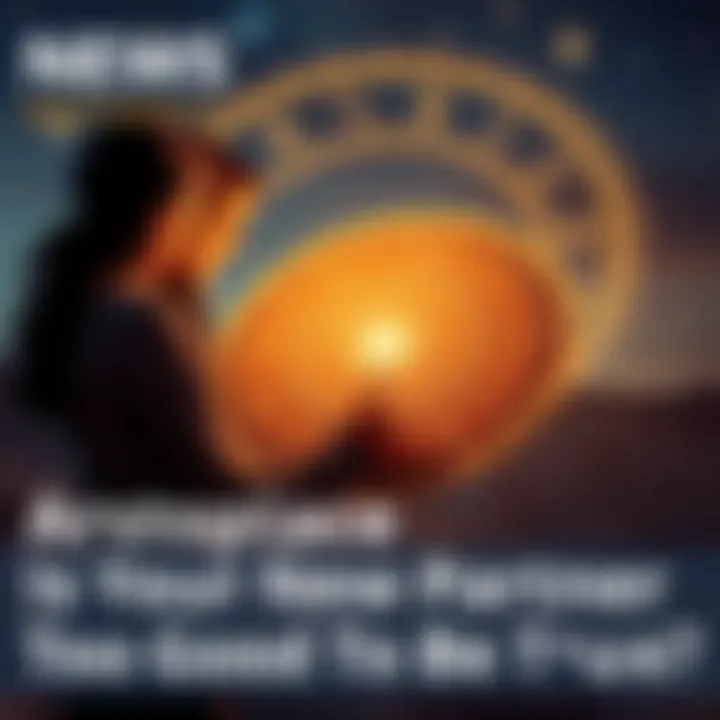 A couple examines a star chart together, discussing their astrological signs and compatibility