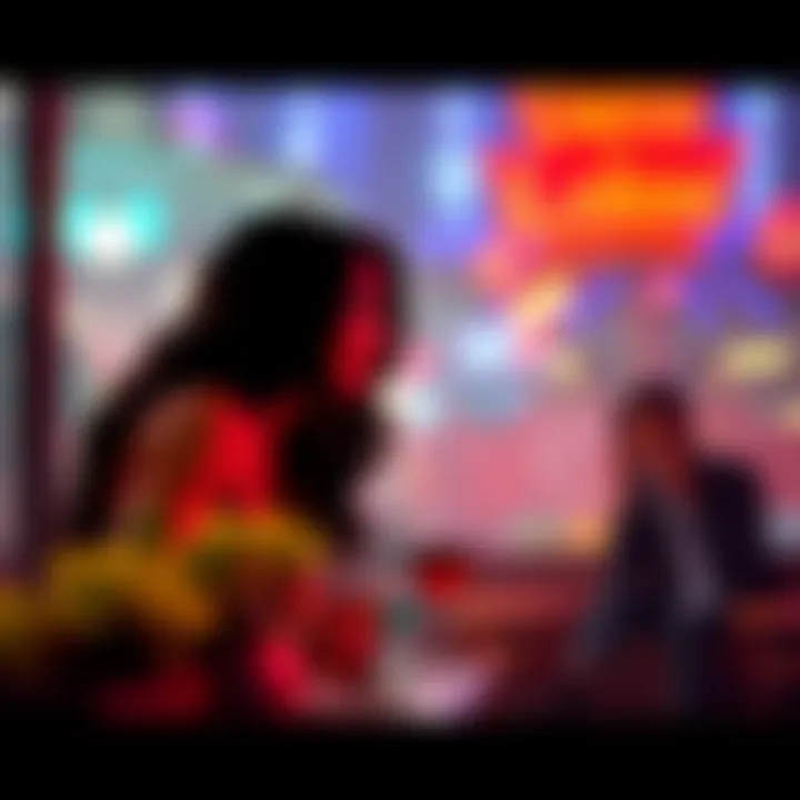 A couple sitting at a table, discussing topics like Lokes while enjoying drinks on a casual date night.