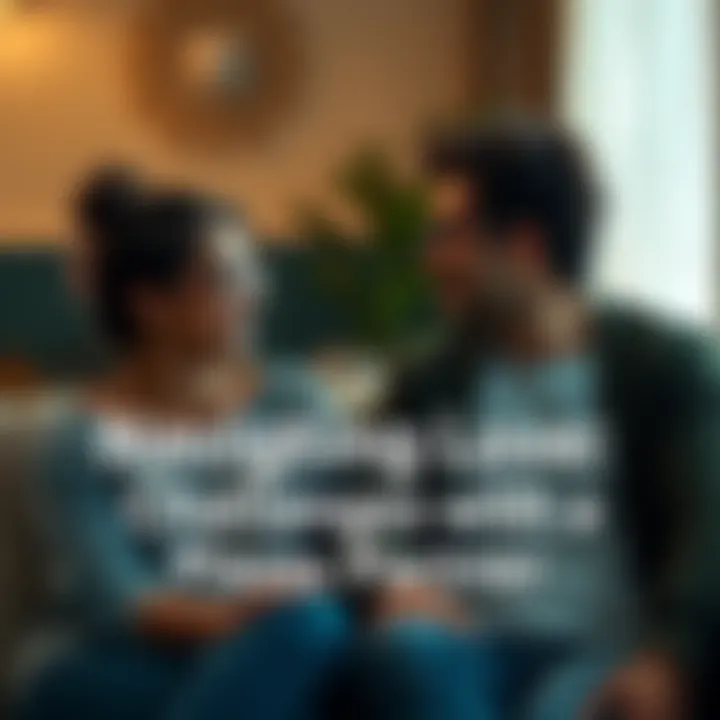 A couple sitting together and discussing their feelings, showing concern and support in their expressions.