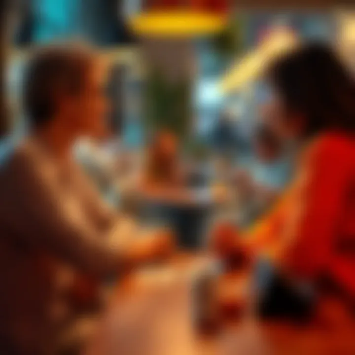 A person sitting with a friend at a cafe, discussing feelings about moving on from a breakup and considering a new crush, while tarot cards are spread out on the table.