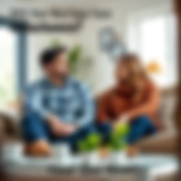 Married couple sitting together, discussing relationship issues in a cozy living room