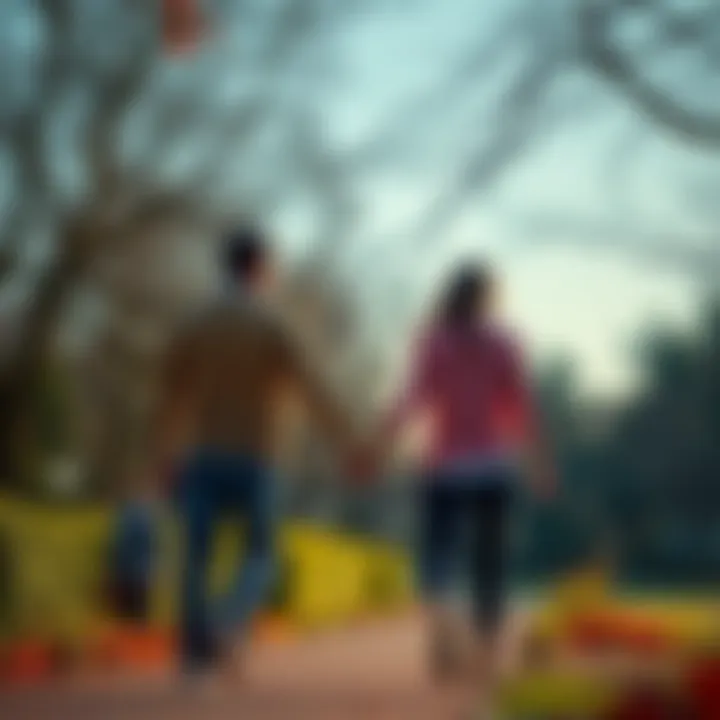 Couple Walking Hand in Hand A couple walking hand in hand in a park, enjoying their time together, symbolizing love and future relationships.