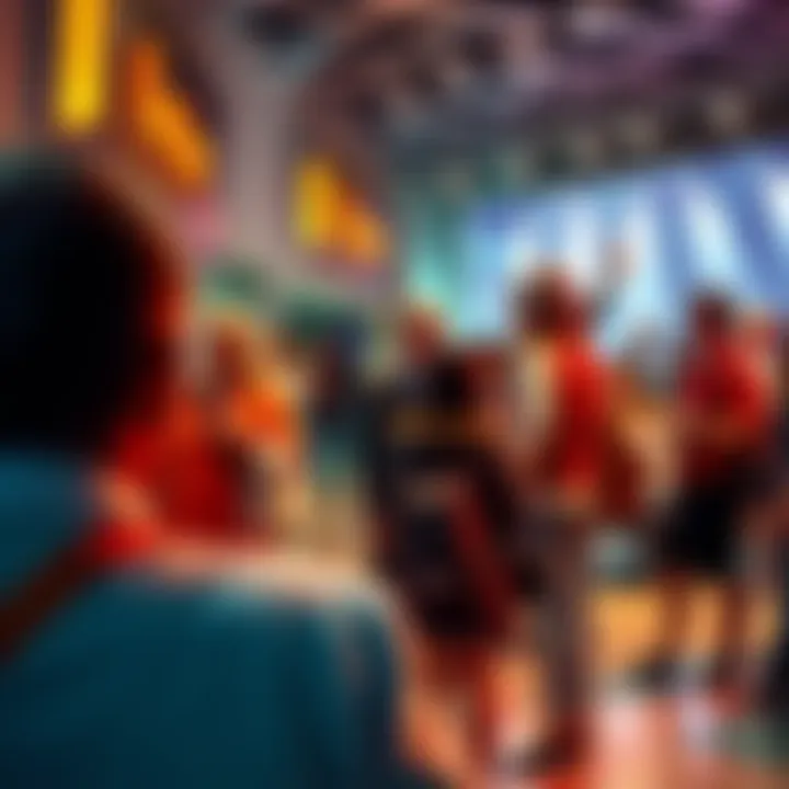 A group of people discussing concerns about COVID vaccines and brain health in a public setting.