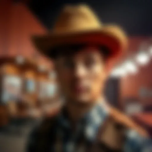 A person instinctively puts on a cowboy hat, showcasing a sense of confidence and surprise in their expression.