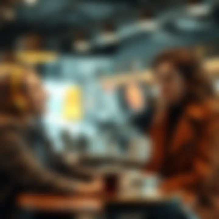 A Sagittarius and an Aries coworker share a conversation at a coffee shop, showing mixed emotions while looking at each other. The atmosphere feels friendly yet slightly charged with unspoken attracti...