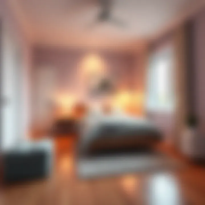 A well-arranged bedroom showing a bed placed away from the door and windows, emphasizing optimal space for better sleep quality.