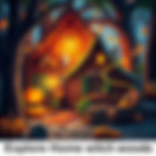 A charming witch home surrounded by magical ingredients and enchanting nature in Pumpkin Woods