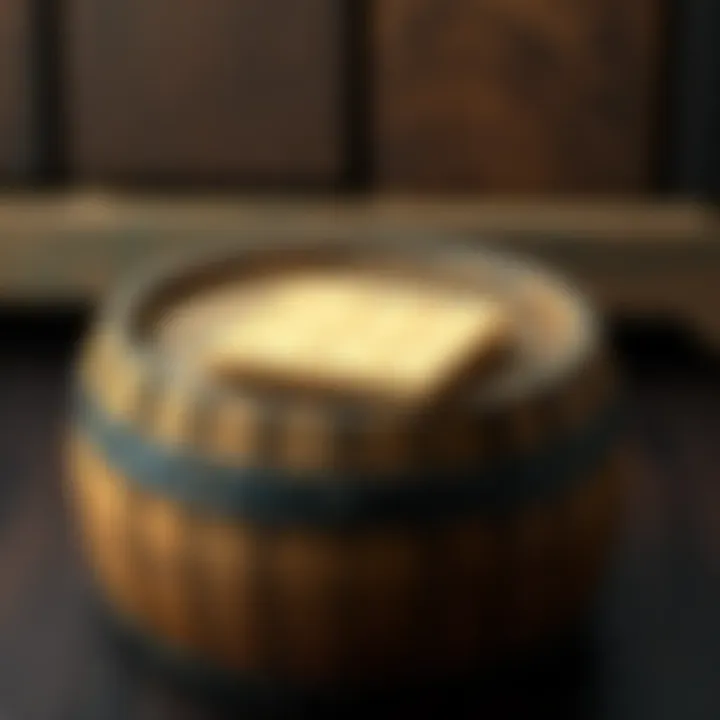 A wooden barrel with a single cracker resting on top, symbolizing the separation of identity and context.