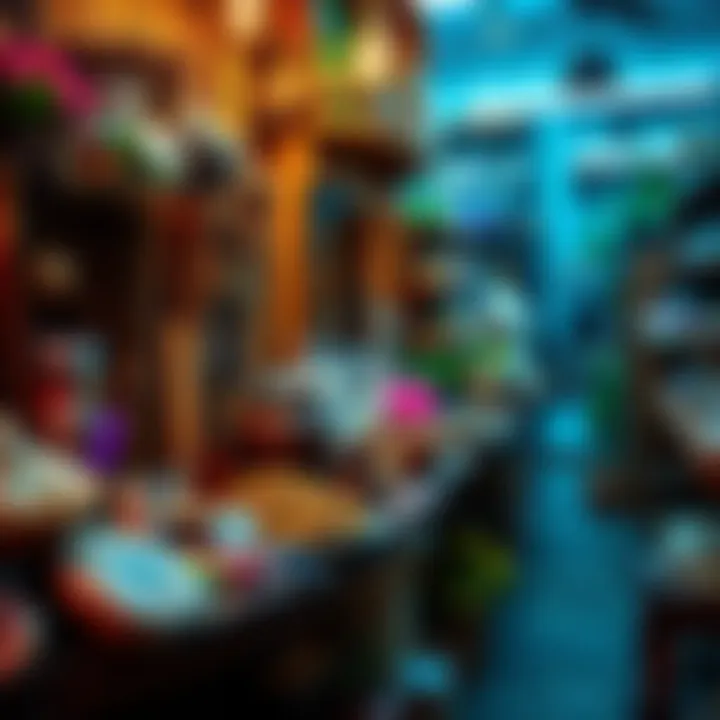 A variety of herbs, crystals, and incense displayed in a local craft shop