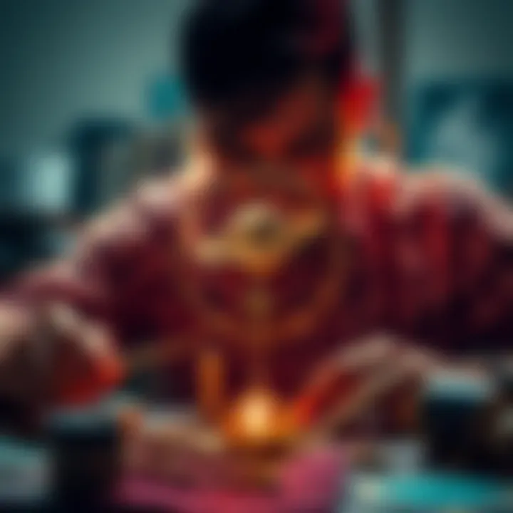 A person creating a Saturn talisman, symbolizing discipline and direction for life changes, with materials and astrological symbols visible.