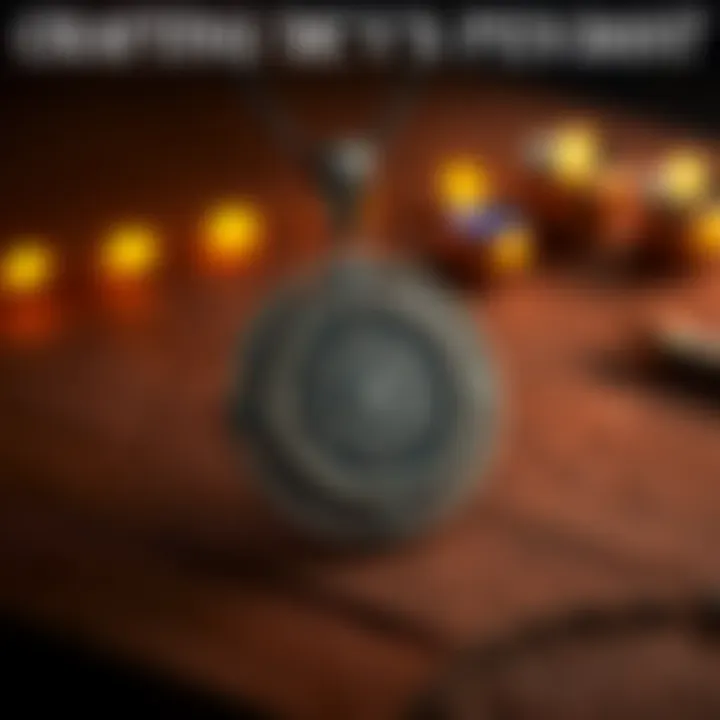 An artisan designs a silver pendant featuring alchemical symbols inspired by John Dee's Monas Hieroglyphica.