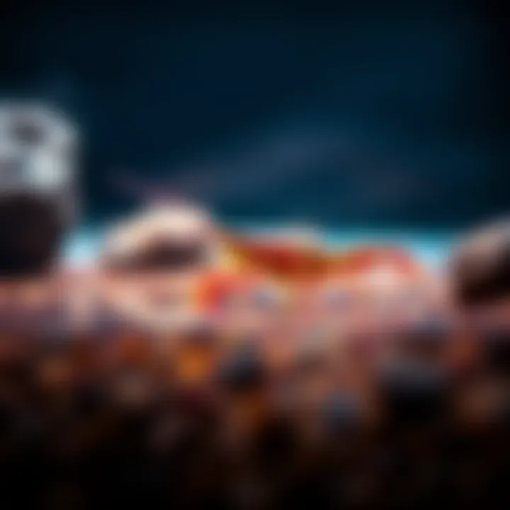 A close-up of a small crawfish in a tank, reflecting on its surroundings, symbolizing loss and connection to family.