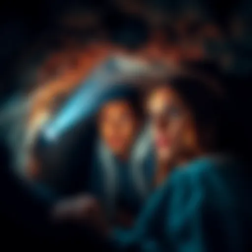 A couple investigating their crawl space, looking uneasy due to strange noises, with a flashlight illuminating the dark area