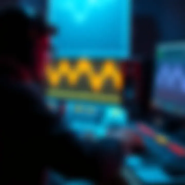 A person using a digital audio workstation to create epsilon waves on a computer