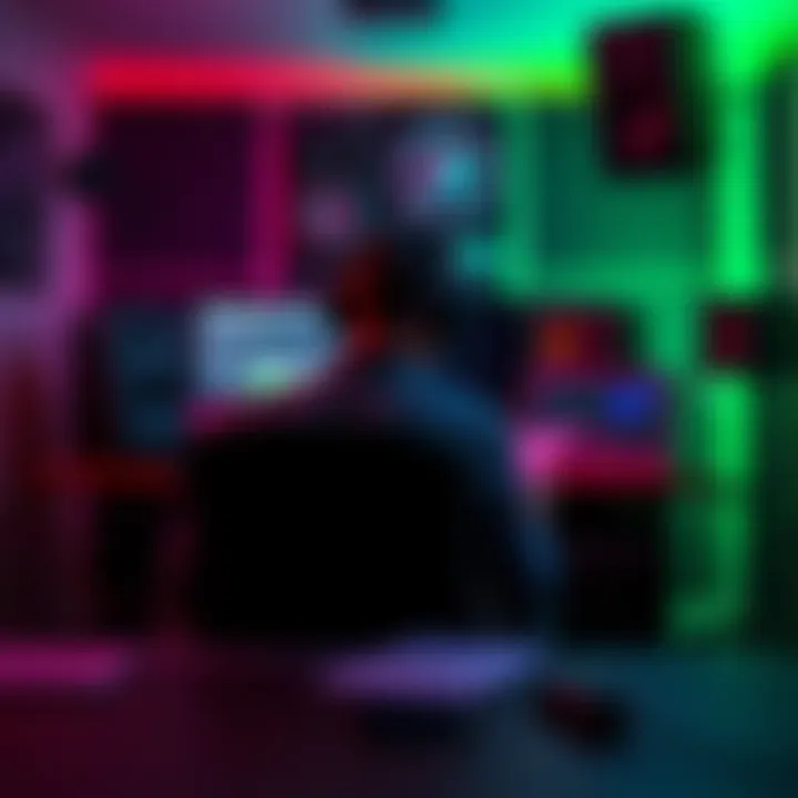 A person sitting at a desk with headphones on, surrounded by audio equipment and notes, working on creating subliminal audio tracks.