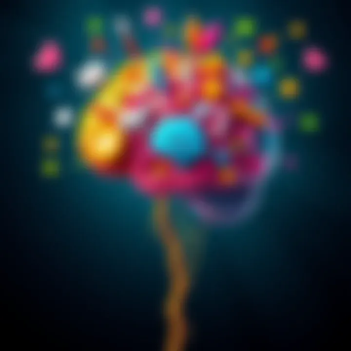Creative Apology Method A colorful brain with symbols representing different ways to apologize and connect, showcasing unique techniques for mending relationships