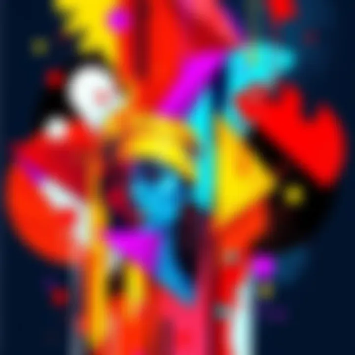 A vibrant cover design featuring abstract shapes and bright colors, showcasing the artist's style for Encore.