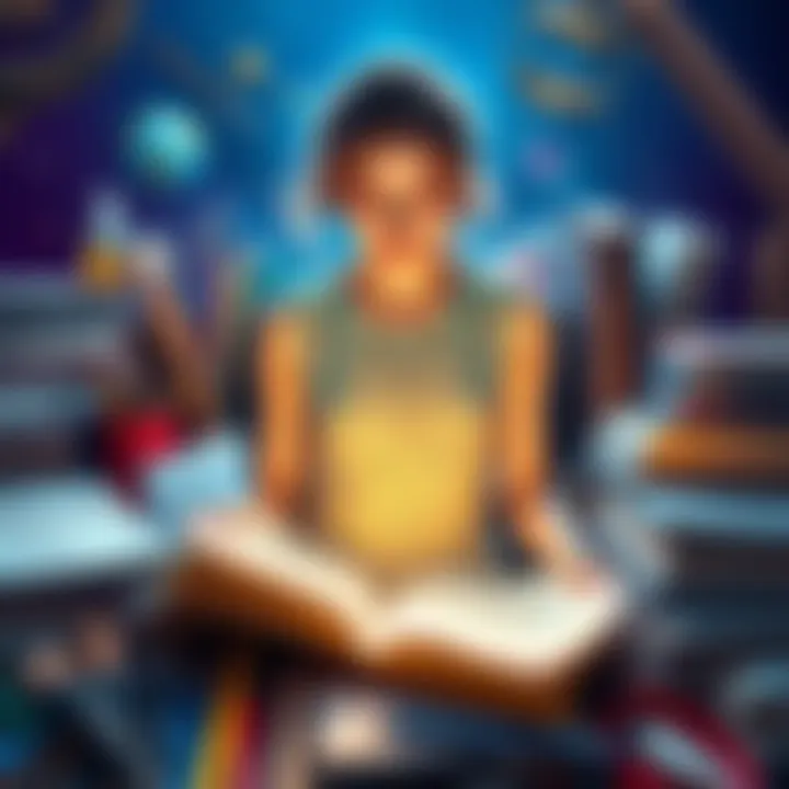 A person surrounded by art supplies and books, channeling creativity while Venus is in Virgo in the 5th house.