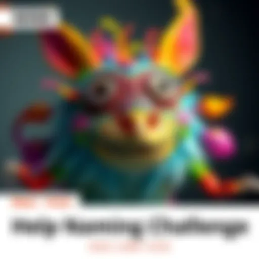 A colorful and imaginative creature with whimsical features, inviting community members to suggest names.