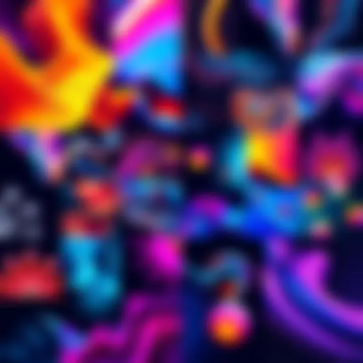 A colorful collage showing various unique subliminal styles and themes for content creation, including abstract designs and diverse aesthetics.