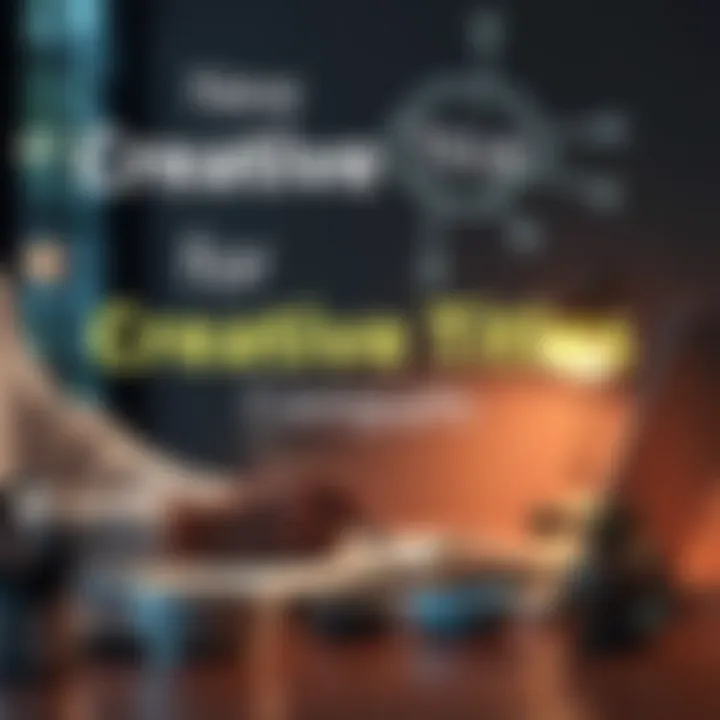 A person brainstorming catchy titles for engaging content at a desk with a notebook and laptop.