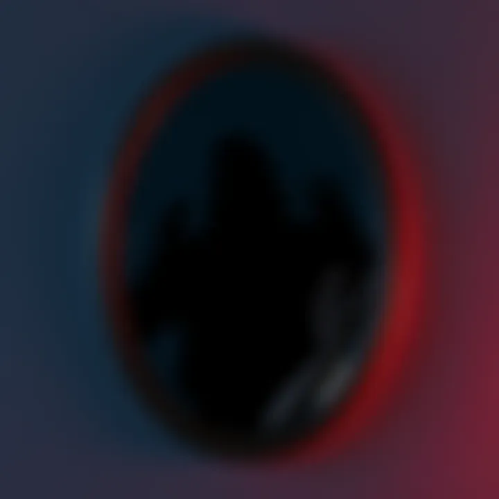 A dark, shadowy figure appears in a distorted mirror, evoking fear in a dream setting.