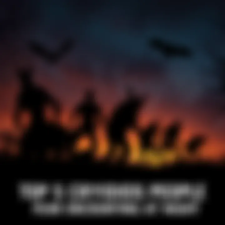 Silhouettes of various cryptids lurking in the shadows at night, highlighting the fear people feel about encountering them.